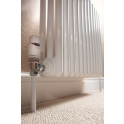 Drayton TRV4 15mm x 1/2" White Angled & L/S Designer Thermostatic Radiator Valve & Lockshield