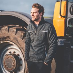 JCB Elmhurst Jumper w/ Hi-Vis Flashes Grey Marl Medium 44" Chest