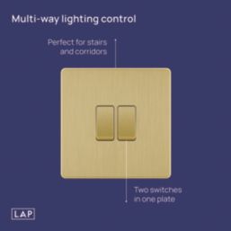 LAP  20A 2-Gang 2-Way Light Switch  Satin Brass with Black Inserts
