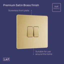 LAP  20A 2-Gang 2-Way Light Switch  Satin Brass with Black Inserts