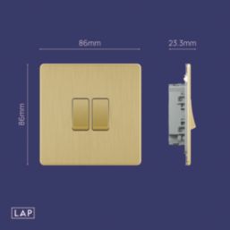 LAP  20A 2-Gang 2-Way Light Switch  Satin Brass with Black Inserts