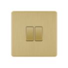 LAP  20A 2-Gang 2-Way Light Switch  Satin Brass with Black Inserts