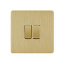 LAP  20A 2-Gang 2-Way Light Switch  Satin Brass with Black Inserts