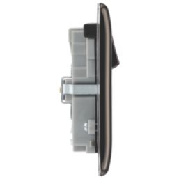 British General Nexus Metal 13A 2-Gang SP Switched Socket + 3A 45W 2-Outlet Type A & C USB Charger Black Nickel with Black Inserts