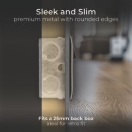 British General Nexus Metal 13A 2-Gang SP Switched Socket + 3A 45W 2-Outlet Type A & C USB Charger Black Nickel with Black Inserts