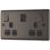 British General Nexus Metal 13A 2-Gang SP Switched Socket + 3A 45W 2-Outlet Type A & C USB Charger Black Nickel with Black Inserts