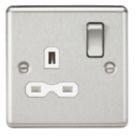 Knightsbridge  13A 1-Gang DP Switched Single Socket Brushed Chrome  with White Inserts