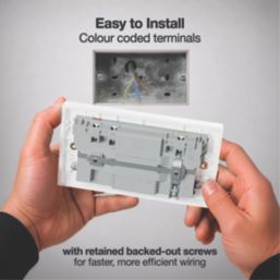 British General 900 Series 13A 2-Gang SP Switched Socket + 3.25A 65W 2-Outlet Type C USB Charger White