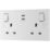 British General 900 Series 13A 2-Gang SP Switched Socket + 3.25A 65W 2-Outlet Type C USB Charger White
