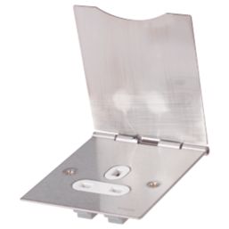 Schneider Electric  13A 1-Gang Unswitched Floor Socket Stainless Steel with White Inserts