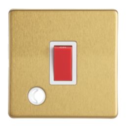 Contactum Lyric 32A 1-Gang DP Control Switch & Flex Outlet Brushed Brass  with White Inserts