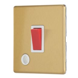 Contactum Lyric 32A 1-Gang DP Control Switch & Flex Outlet Brushed Brass  with White Inserts