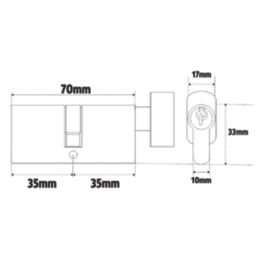 Smith & Locke  6-Pin Cylinder Thumbturn Lock 35-35 (70mm) Satin Nickel