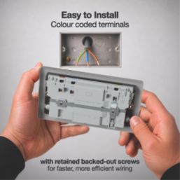 British General Nexus Metal 13A 2-Gang SP Switched Socket + 3.25A 45W 2-Outlet Type C USB Charger Black Nickel with Black Inserts