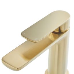 Highlife Bathrooms Rona Brushed Brass 138mm Cloakroom Lever Mono Basin Mixer Tap  With Clicker Waste