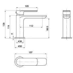 Highlife Bathrooms Rona Brushed Brass 138mm Cloakroom Lever Mono Basin Mixer Tap  With Clicker Waste