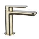 Highlife Bathrooms Rona Brushed Brass 138mm Cloakroom Lever Mono Basin Mixer Tap  With Clicker Waste