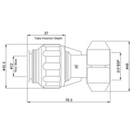 Flomasta  Plastic Push-Fit Straight Tap Connectors 22mm x 3/4" 2 Pack