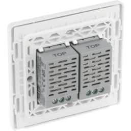 British General Evolve 2-Gang 2-Way LED Double Master Touch Trailing Edge Dimmer Switch  Brushed Steel with White Inserts