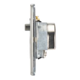 Contactum Lyric 1-Gang Coaxial TV / FM & Satellite Socket Brushed Steel with Black Inserts