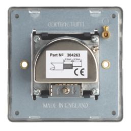 Contactum Lyric 1-Gang Coaxial TV / FM & Satellite Socket Brushed Steel with Black Inserts