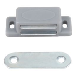 Essentials 2-Hole Magnetic Cabinet Catch Grey 41mm x 16mm 10 Pack