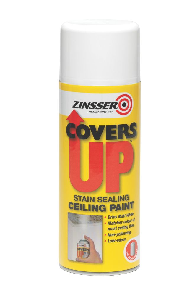 Zinsser 400ml White Matt Stain Block Ceiling Spray Paint Screwfix