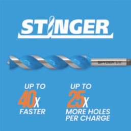 Spyder Stinger Hex Shank Double-Flute Auger Wood Drill Bit Set 4 Pieces