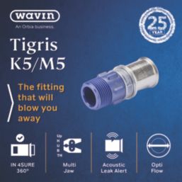 Wavin Tigris  Multi-Layer Composite Press-Fit Adapting Male Couplers 0.75" x 25mm 10 Pack