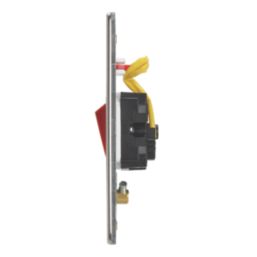 Contactum Lyric 45A 1-Gang DP Control Switch Brushed Steel with Neon with White Inserts