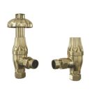 ETAL Ealing 15mm x 1/2" Brushed Brass Angled Traditional Thermostatic Radiator Valve & Lockshield
