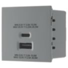British General Euro Module Modular 3A 45W 2-Outlet Type A & C USB Socket Grey
