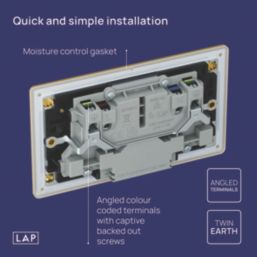 LAP  13A 2-Gang SP Switched Socket + 2.4A 12W 2-Outlet Type A & C USB Charger Satin Brass with Black Inserts