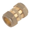 Flomasta  Brass Compression Equal Couplers 22mm 10 Pack