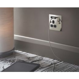 LAP  13A 1-Gang SP Switched Socket + 2.1A 10.5W 2-Outlet Type A USB Charger Black Nickel with Black Inserts