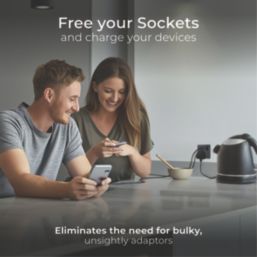 British General Evolve 13A 1-Gang SP Switched Socket + 3A 18W 2-Outlet Type A & C USB Charger Grey with Black Inserts