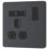 British General Evolve 13A 1-Gang SP Switched Socket + 3A 18W 2-Outlet Type A & C USB Charger Grey with Black Inserts