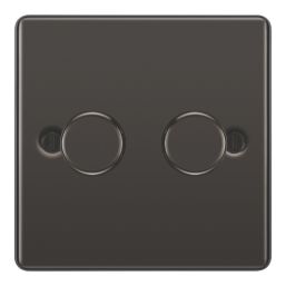 LAP  2-Gang 2-Way LED Dimmer Switch  Black Nickel with Colour-Matched Inserts