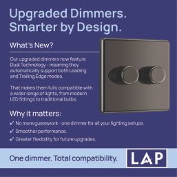 LAP  2-Gang 2-Way LED Dimmer Switch  Black Nickel with Colour-Matched Inserts