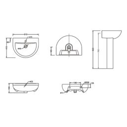 Round Basin & Pedestal  1 Tap Hole 510mm
