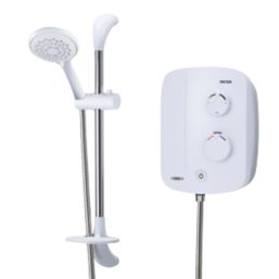 Triton Silent Rear-Fed White/Chrome Thermostatic Power Shower