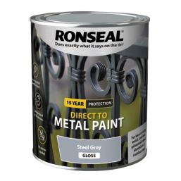 Ronseal 750ml Steel Grey Gloss Anti Corrosive Metal Paint