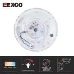 Lexco Pegasi Outdoor Round Photocell LED Bulkhead Light White 17W 1200-1900lm