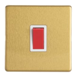 Contactum Lyric 32A 1-Gang DP Control Switch Brushed Brass  with White Inserts