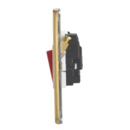 Contactum Lyric 32A 1-Gang DP Control Switch Brushed Brass  with White Inserts