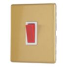 Contactum Lyric 32A 1-Gang DP Control Switch Brushed Brass  with White Inserts