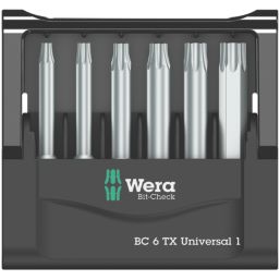 Wera Bit-Check 6 TX Universal 1 1/4" Hex Shank TX Bit Set 6 Pieces