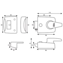 ERA 1630-31  Replacement Night Latch Brass 60mm Backset