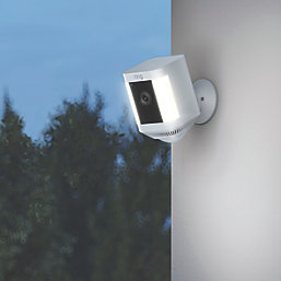 Ring Cam Plus Battery-Powered White Wireless 1080p Outdoor Smart Camera with Spotlight with PIR Sensor