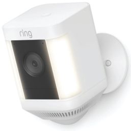 Ring Cam Plus Battery-Powered White Wireless 1080p Outdoor Smart Camera with Spotlight with PIR Sensor